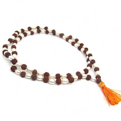 Natural Rudraksha & Pearl Mala 7 mm Beads