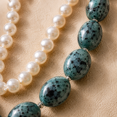 Bespoke African Turquoise Jasper & Pearl Necklace