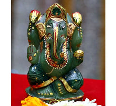 Green Jade Ganesh Idol