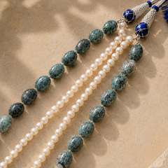 Bespoke African Turquoise Jasper & Pearl Necklace